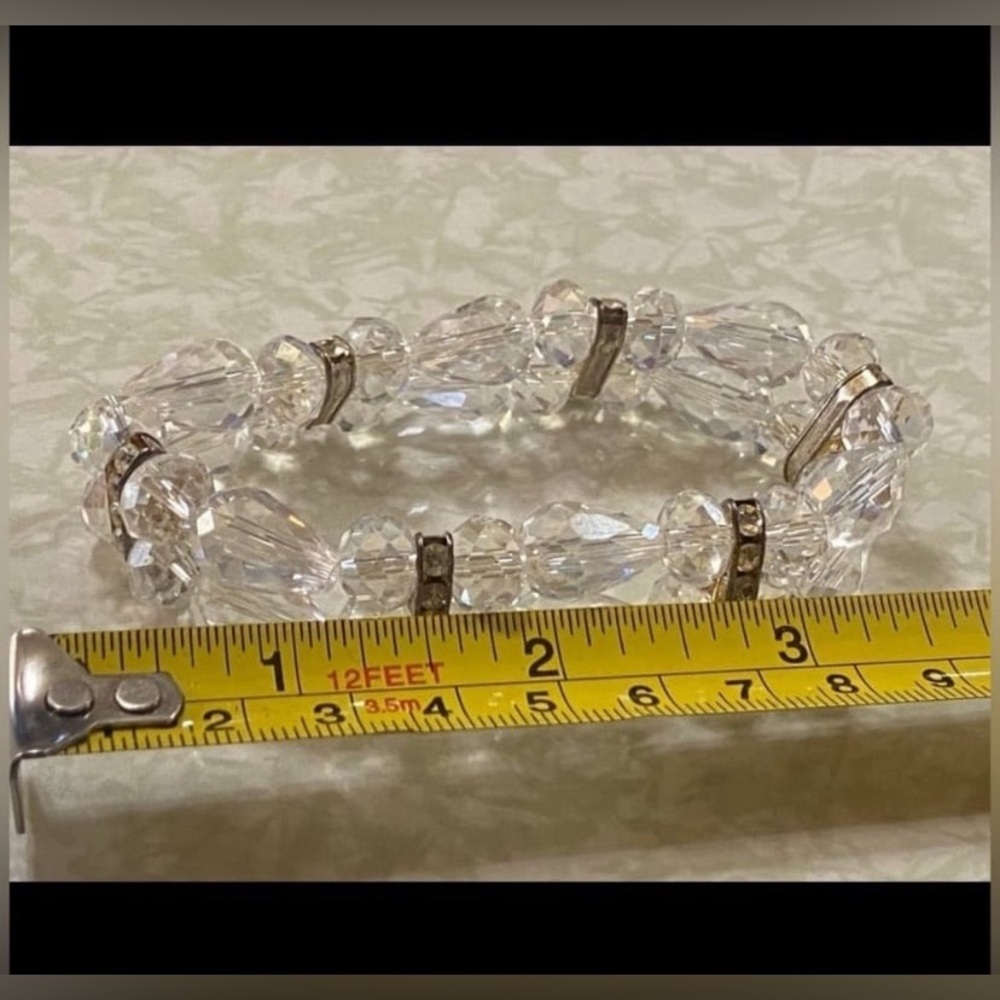 Vintage Crystal Aurora Borealis Rhinestone Bead Bracelet #7304☝️BEST PRICE - Picture 4 of 9